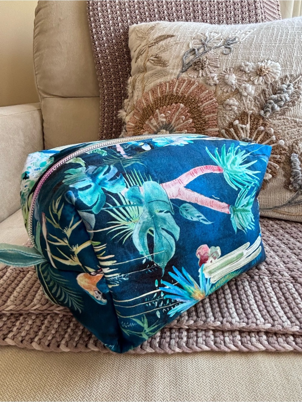 NWT Boxy Cosmetic Bag Tropical Print